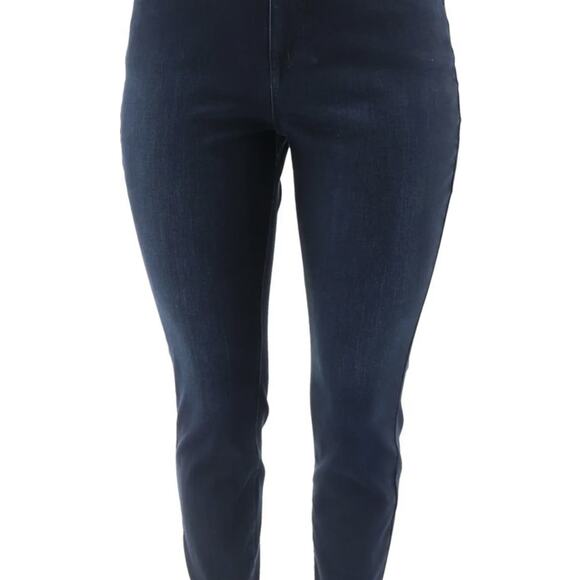 Issac Mizrahi True Denim Ankle Jeans Back Slit Hem Dark Indigo 2 New - Picture 1 of 7